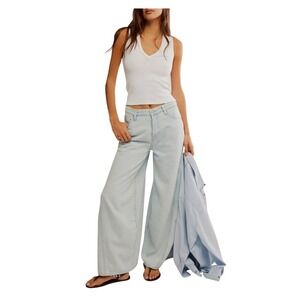 Free People We The Free Westward Demi Barrel Leg Jeans Fade Into You Light Wash